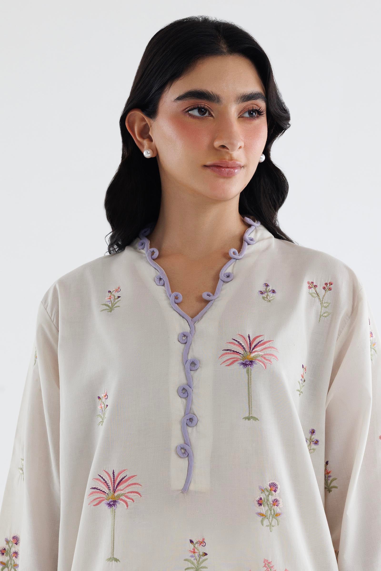 Stitched Embroidered Lawn Shirt+ Shalwar Secondary image