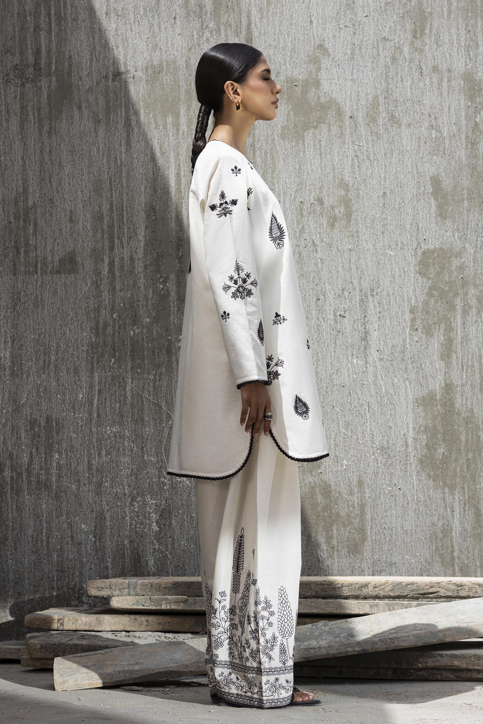 Stitched Embroidered Lawn Shirt+ Culotte