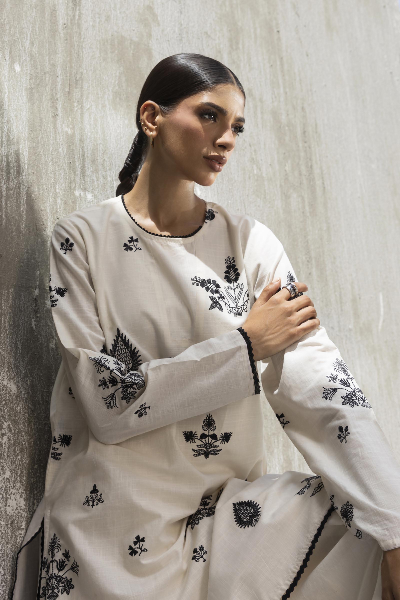 Stitched Embroidered Lawn Shirt+ Culotte