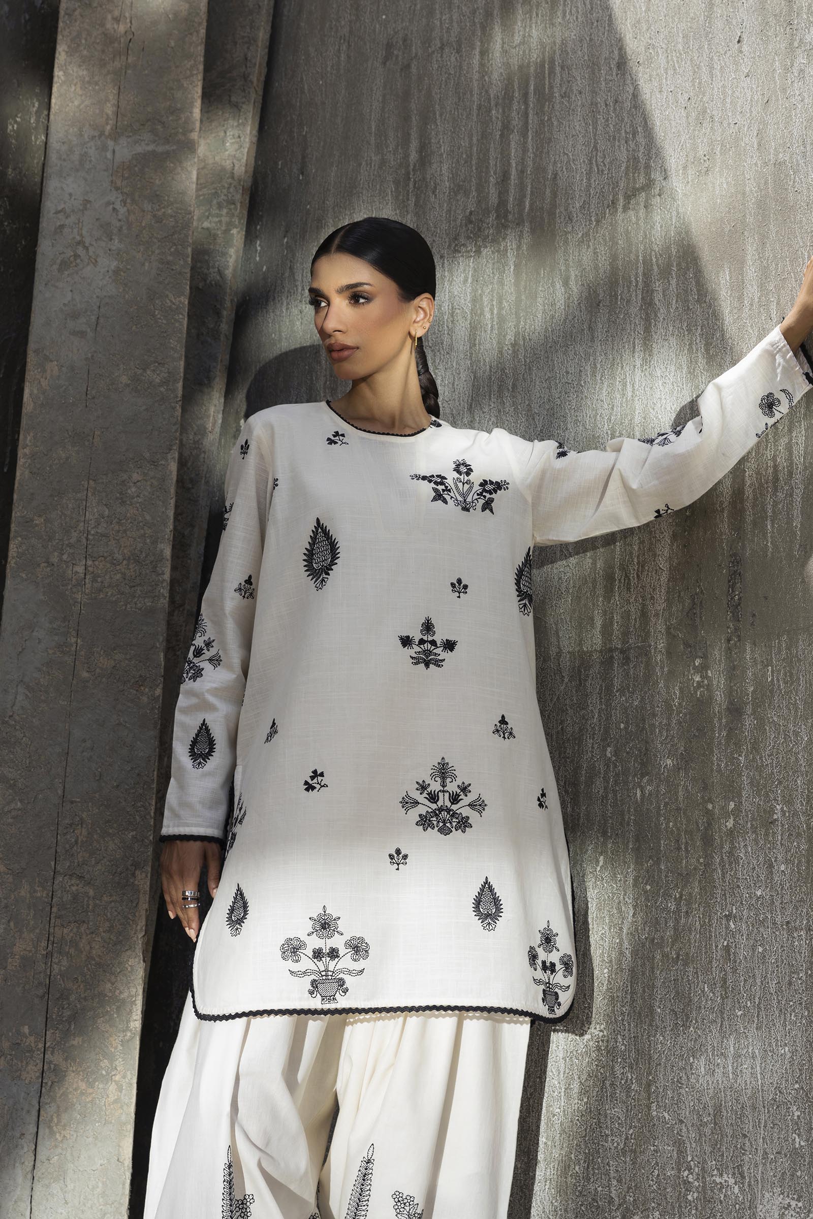 Stitched Embroidered Lawn Shirt+ Culotte