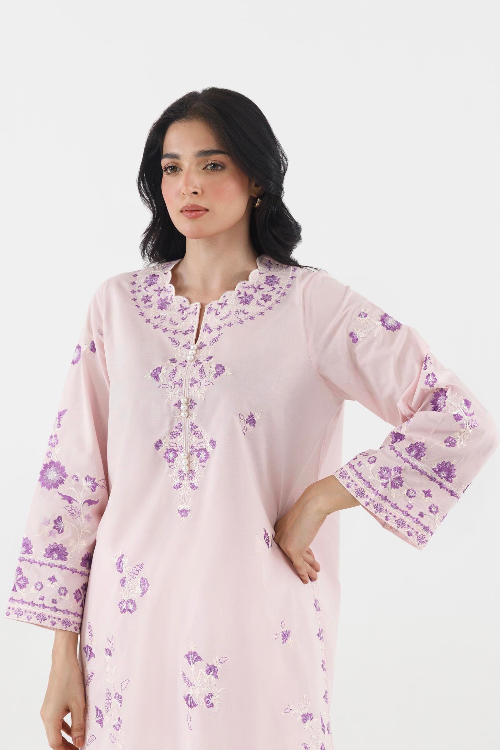 Stitched Embroidered Lawn Shirt+ Shalwar Secondary image
