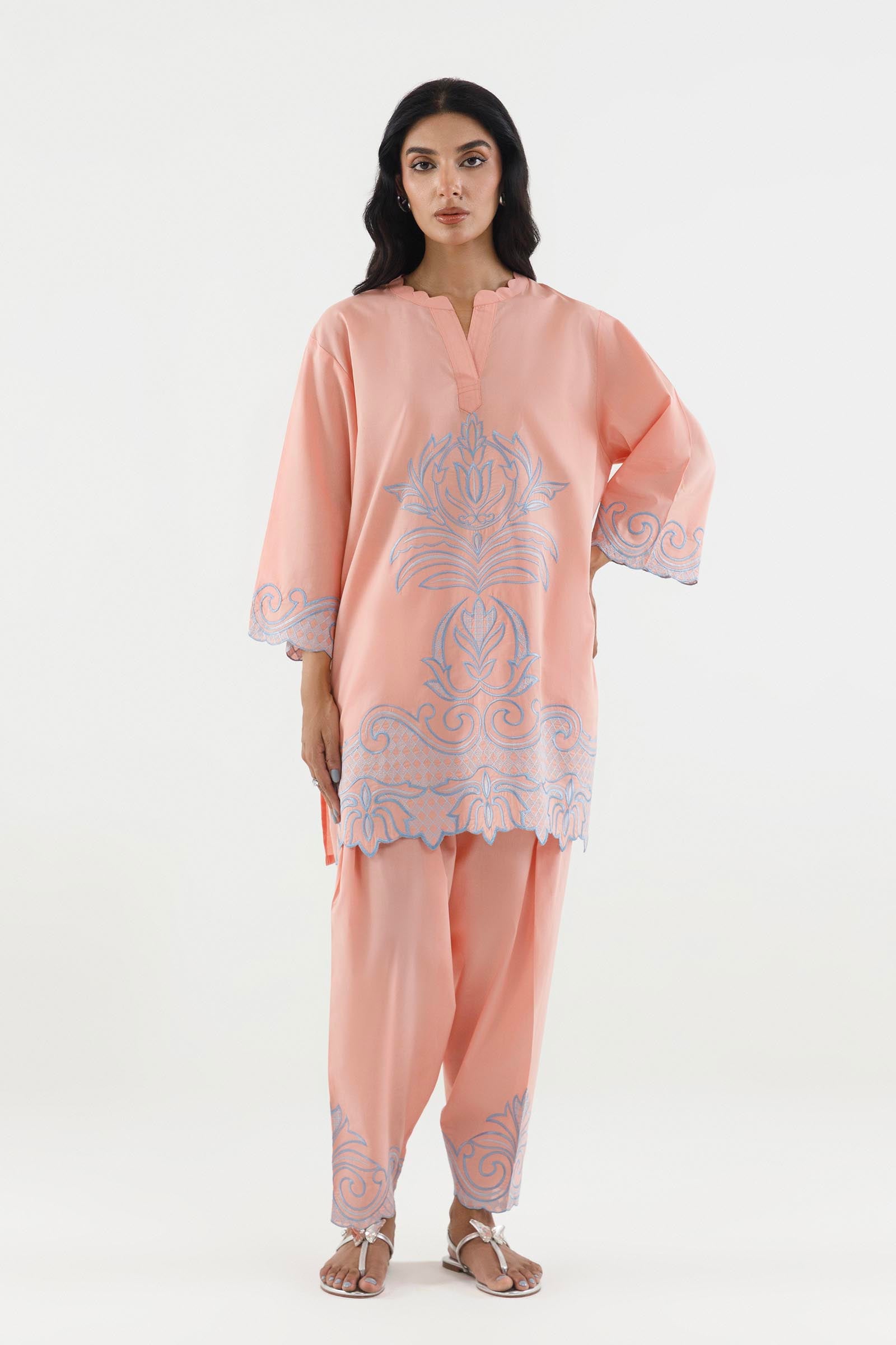 Stitched Embroidered Lawn Shirt+ Shalwar Main image