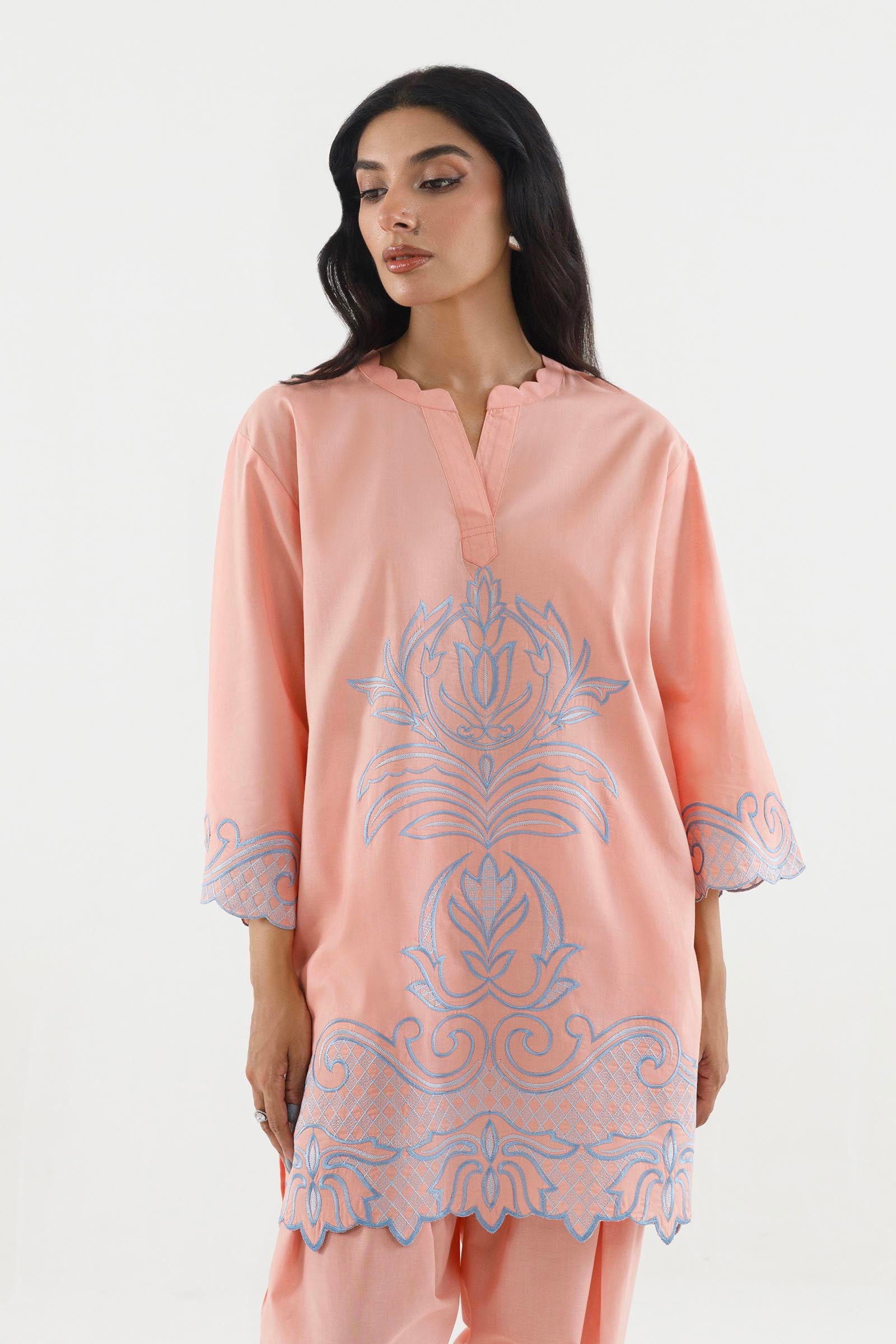 Stitched Embroidered Lawn Shirt+ Shalwar Secondary image