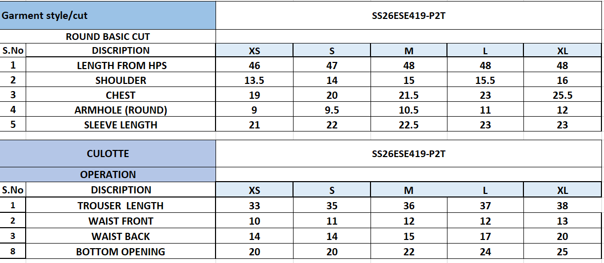 Size Chart