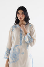 Stitched Embroidered Slub Lawn Shirt+ Culotte