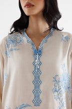 Stitched Embroidered Slub Lawn Shirt+ Culotte