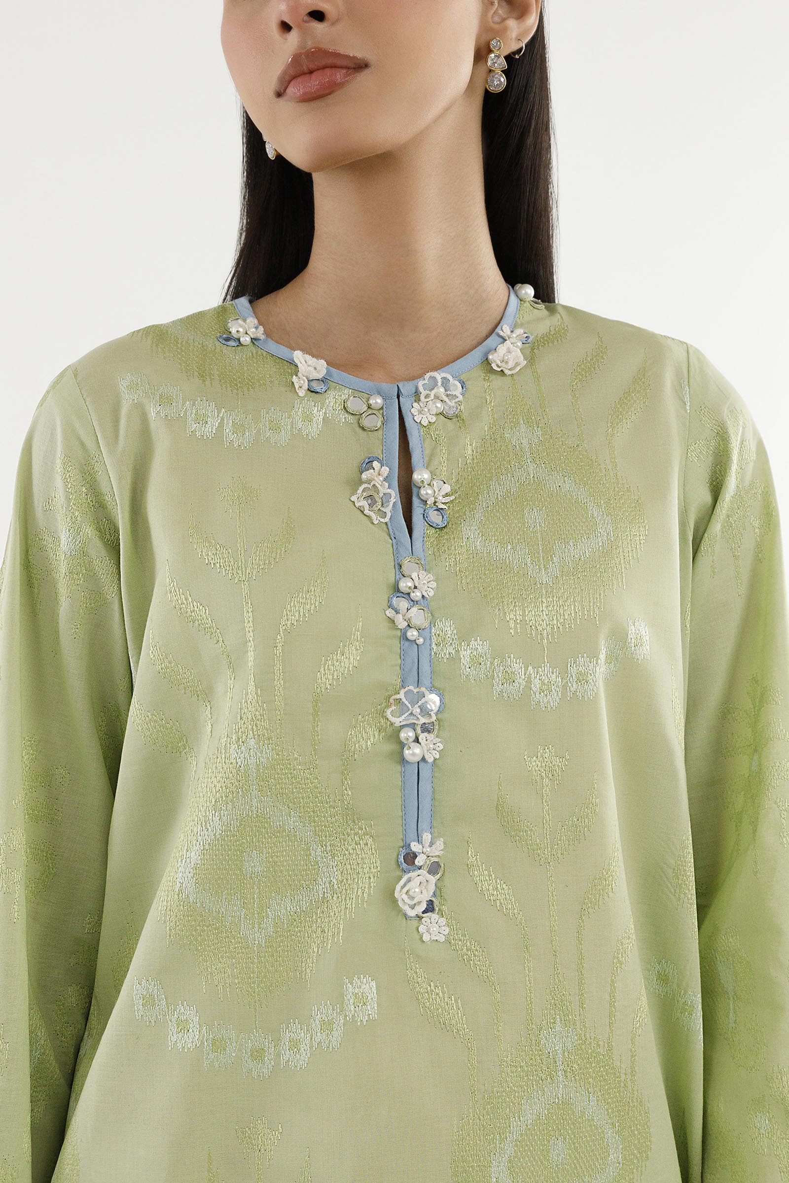 Stitched Embroidered Lawn Shirt+ Shalwar Secondary image