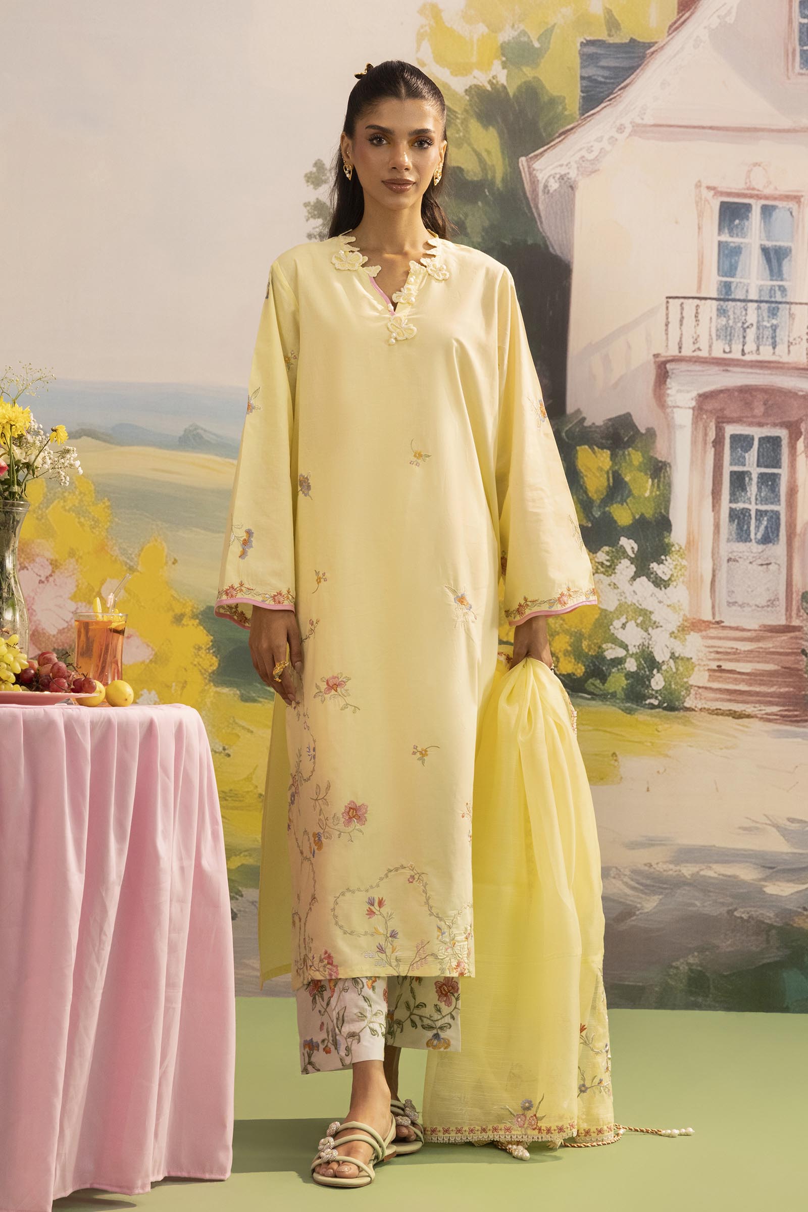 Stitched Embroidered Lawn Suit