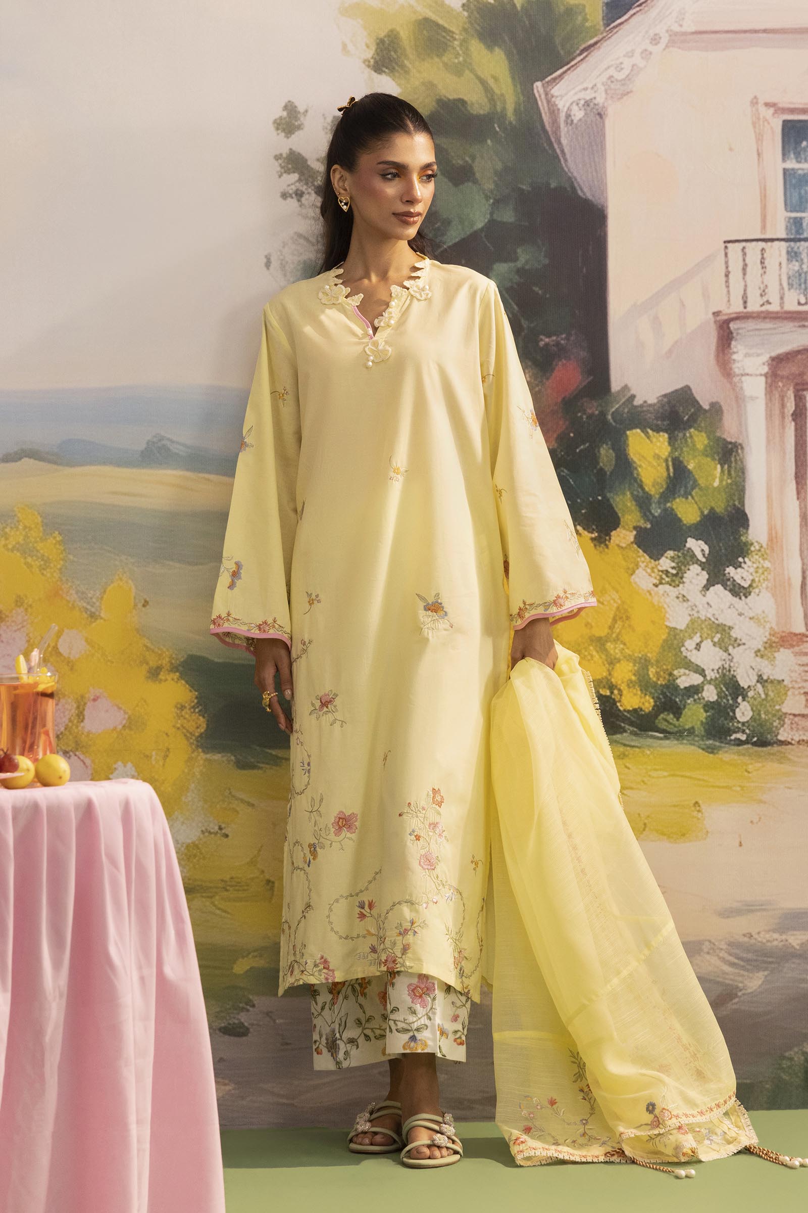 Stitched Embroidered Lawn Suit Secondary image