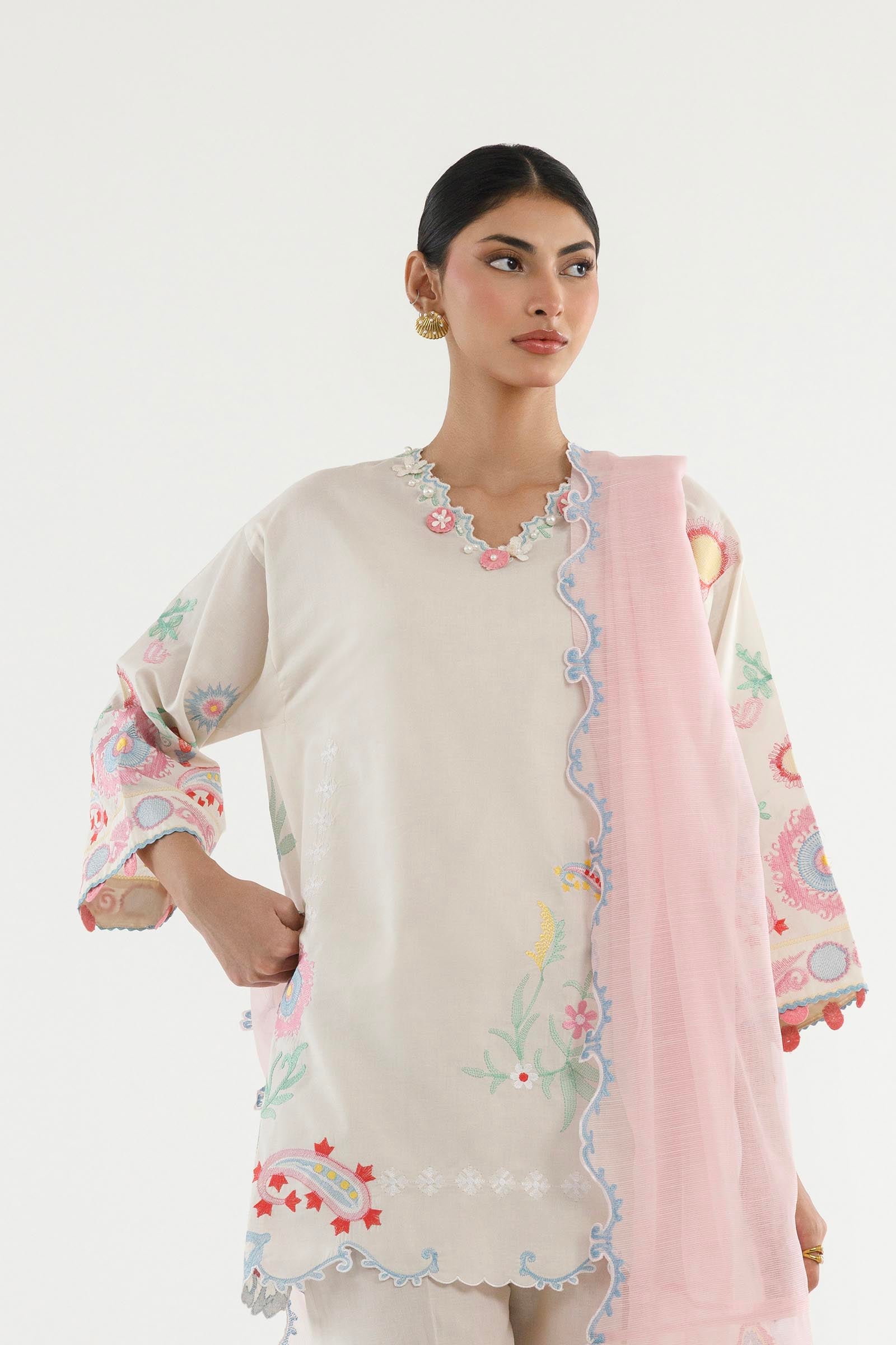 Stitched Embroidered Lawn Suit
