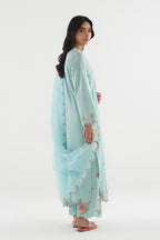 Stitched Embroidered Slub Lawn Suit