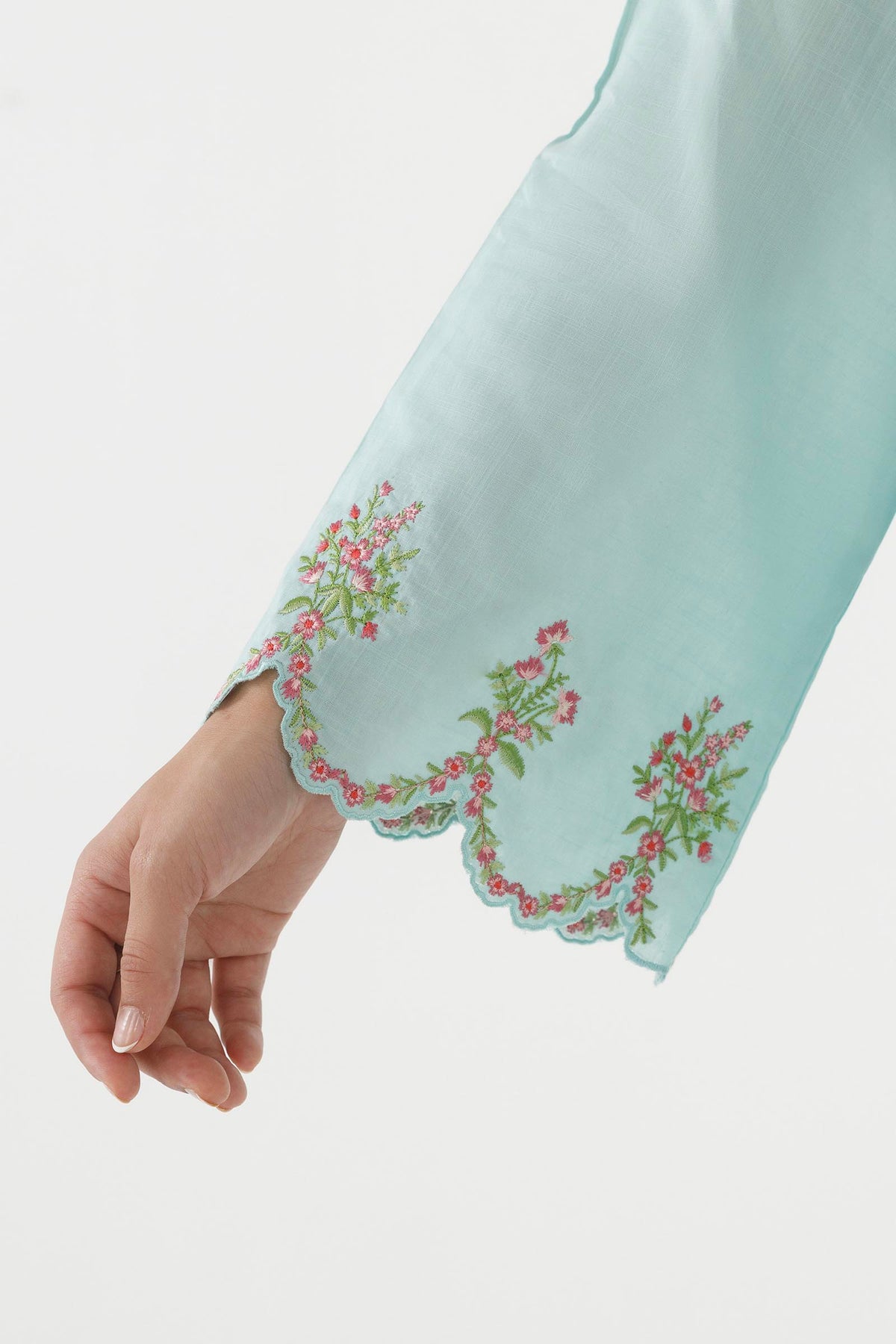 Stitched Embroidered Slub Lawn Suit