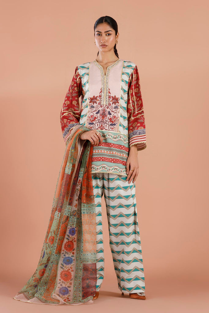 Stitched Embroidered Raw Silk Suit