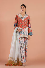 Stitched Embroidered Raw Silk Suit