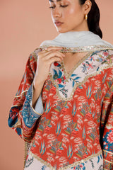 Stitched Embroidered Raw Silk Suit