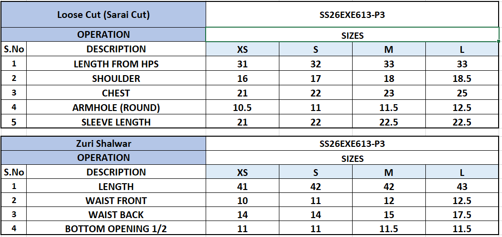 Size Chart