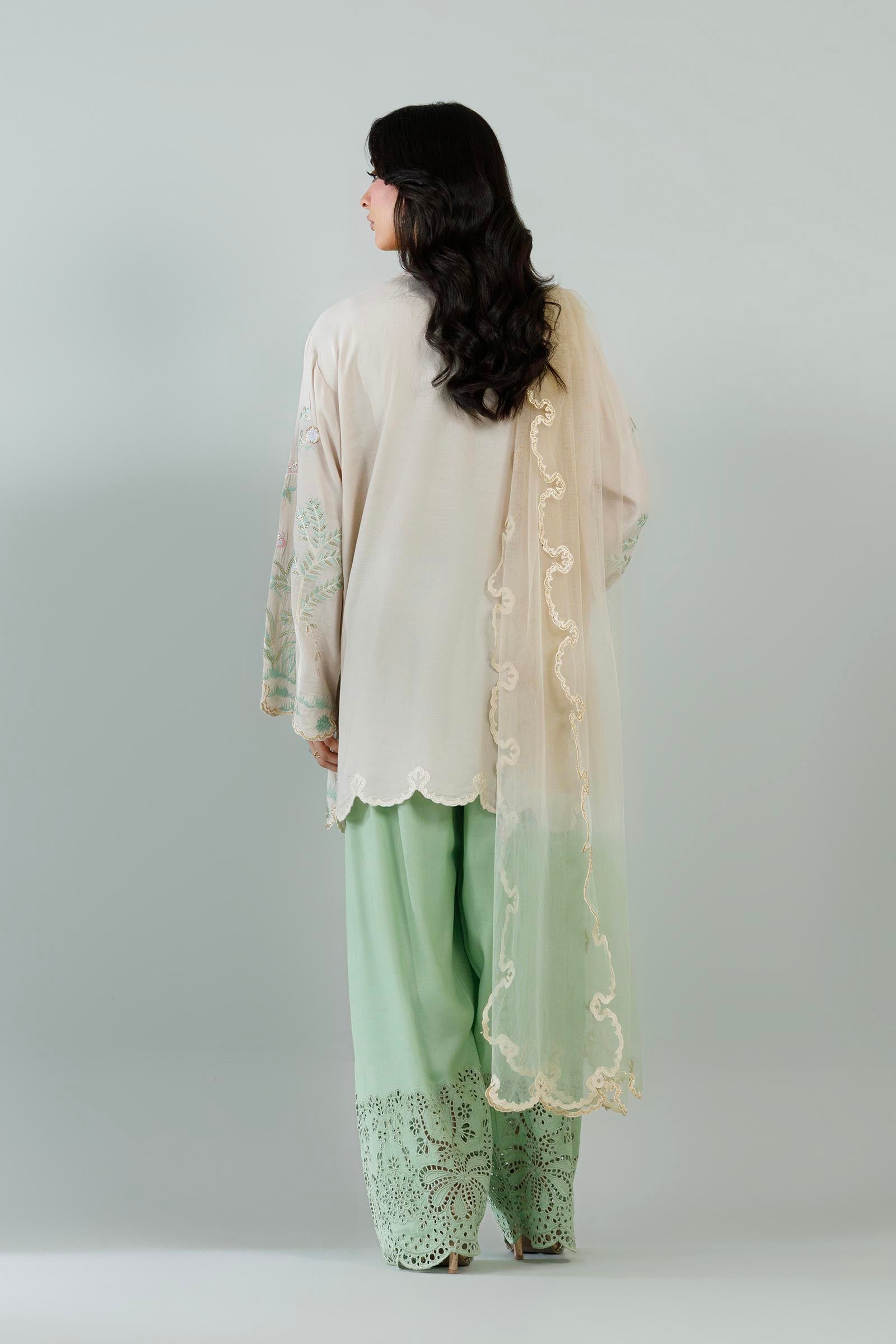 Stitched Embroidered Raw Silk Suit