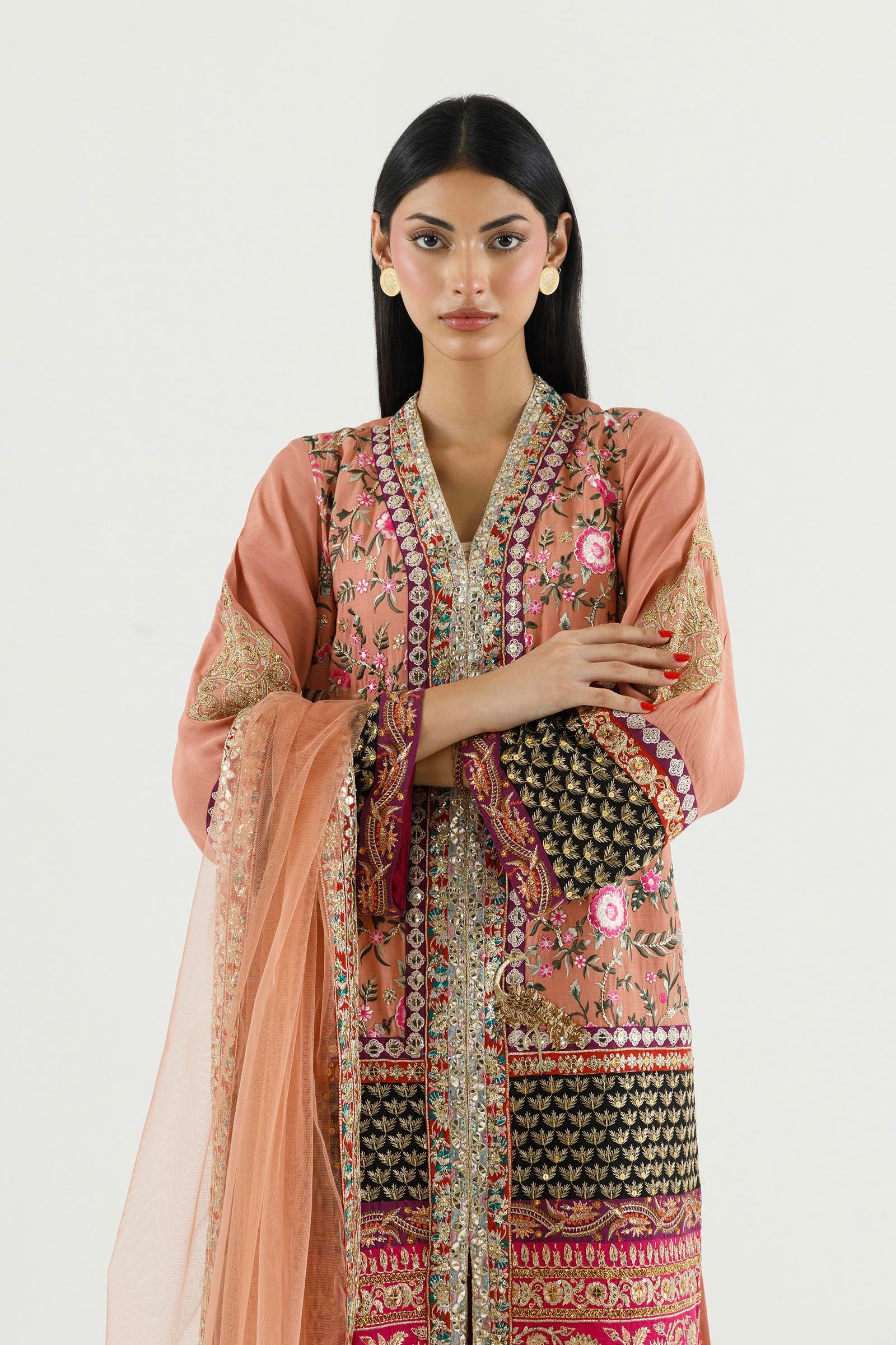 Stitched Embroidered Raw Silk Suit Secondary image