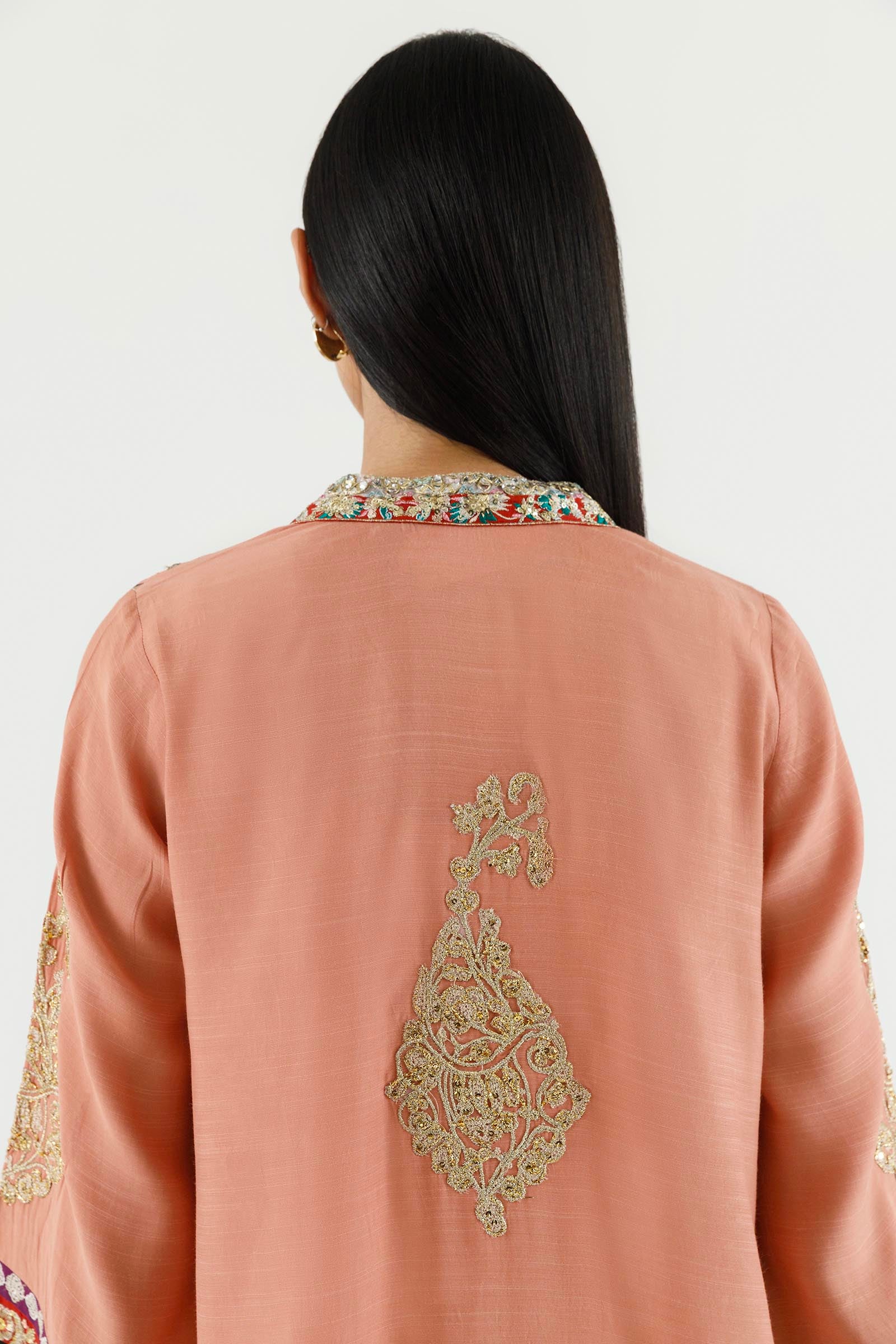 Stitched Embroidered Raw Silk Suit