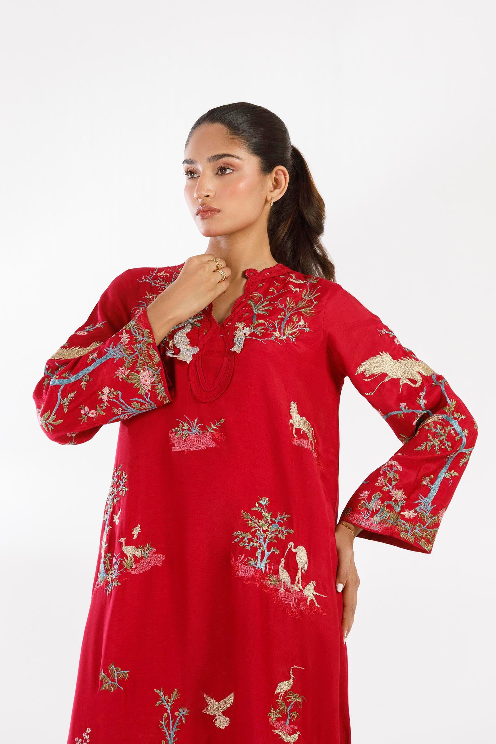 Stitched Embroidered Raw Silk Shirt Secondary image