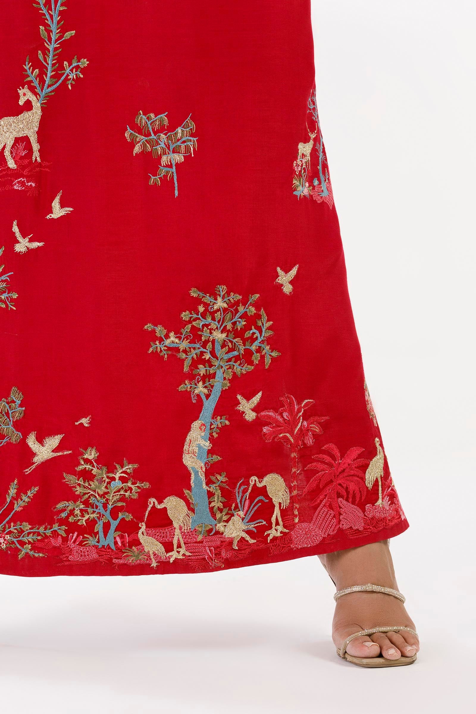 Stitched Embroidered Raw Silk Shirt