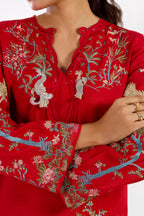Stitched Embroidered Raw Silk Shirt