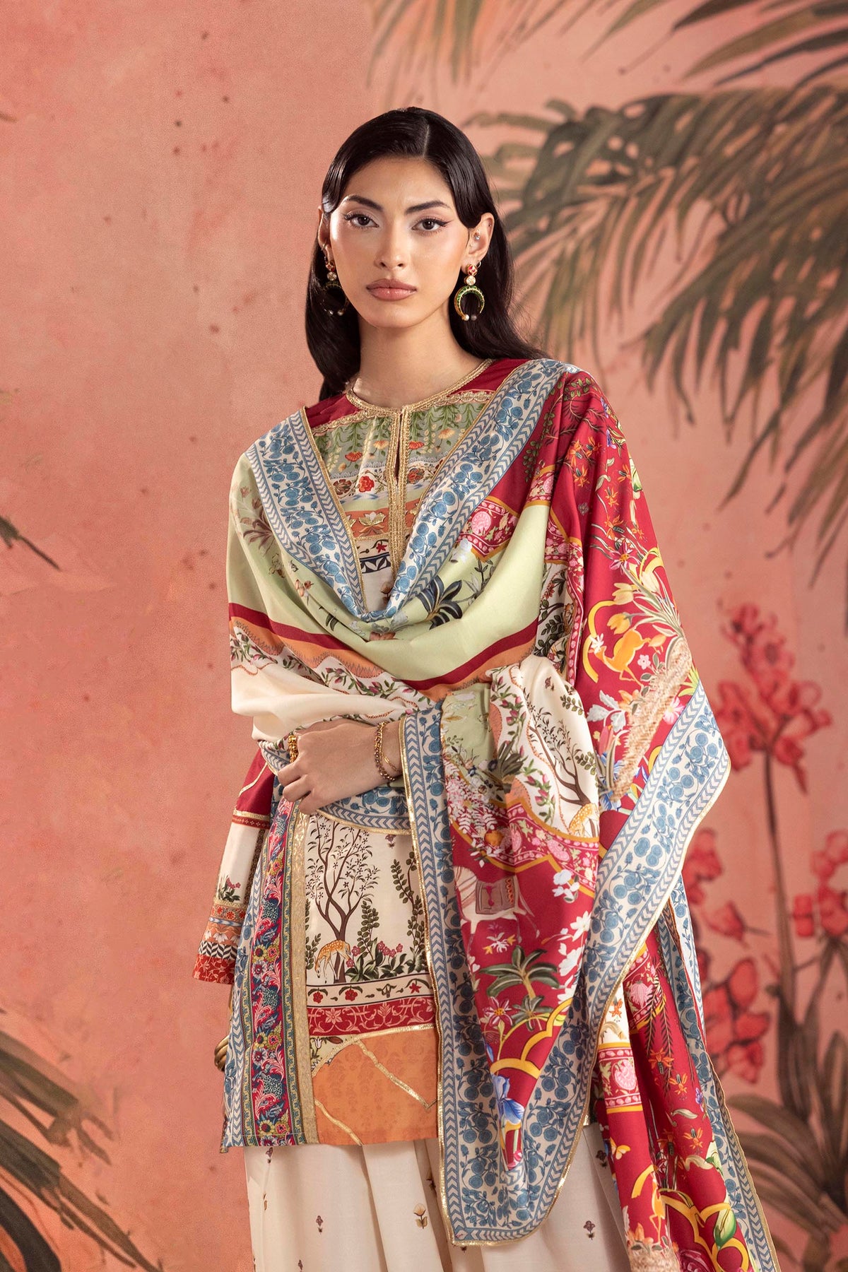 Stitched Embroidered Raw Silk Suit