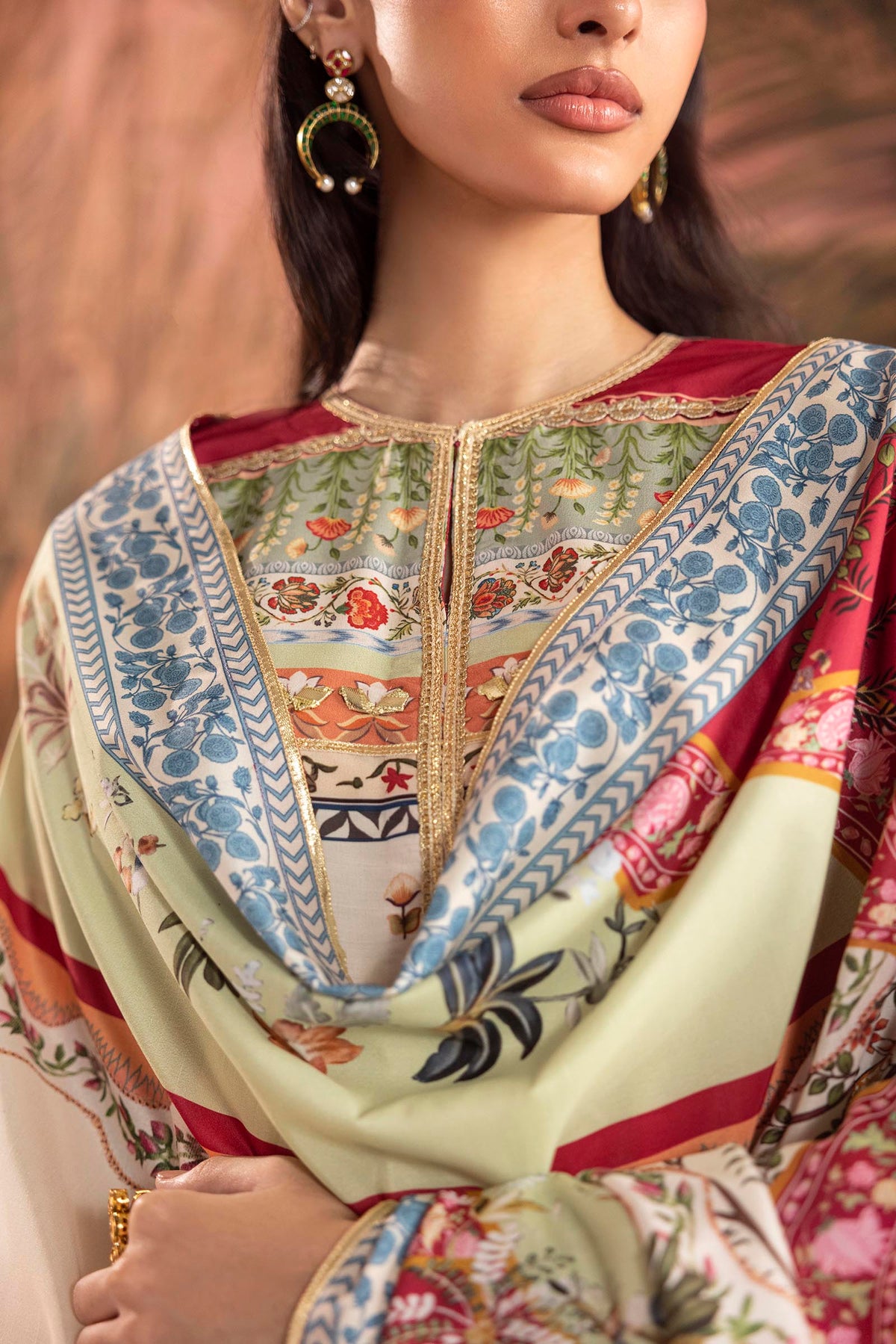 Stitched Embroidered Raw Silk Suit