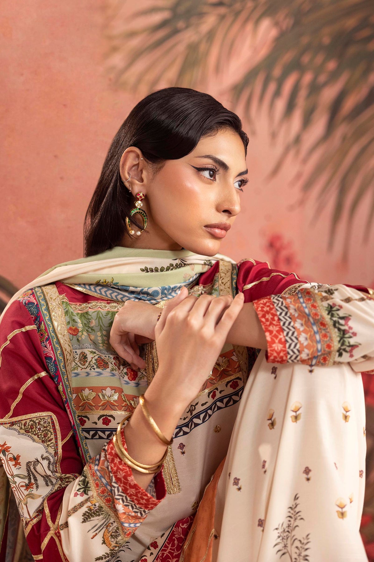 Stitched Embroidered Raw Silk Suit