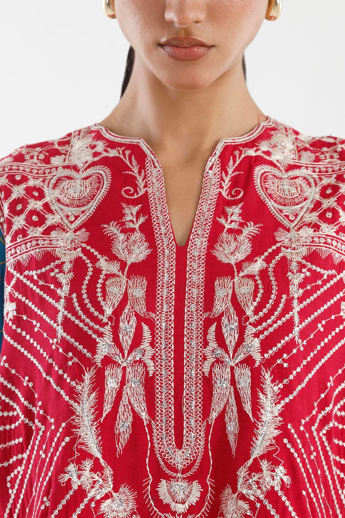Stitched Embroidered Raw Silk Suit