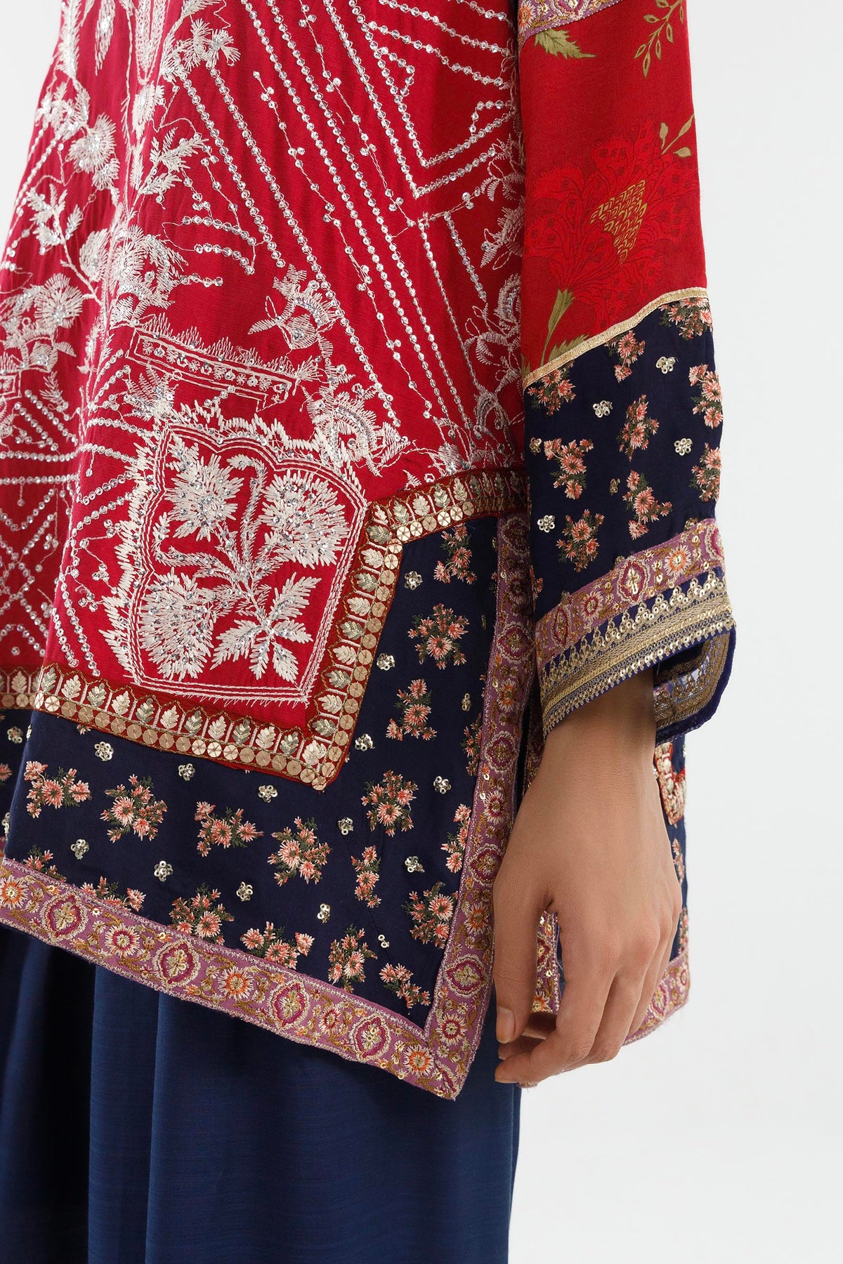 Stitched Embroidered Raw Silk Suit