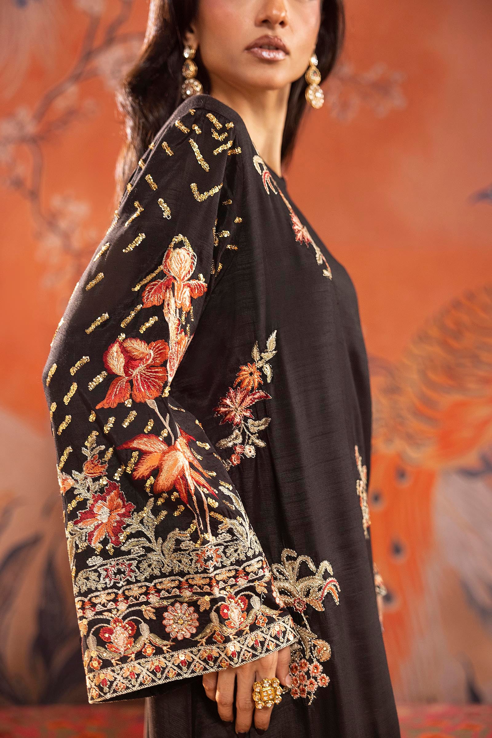 Stitched Embroidered Raw Silk Shirt Secondary image