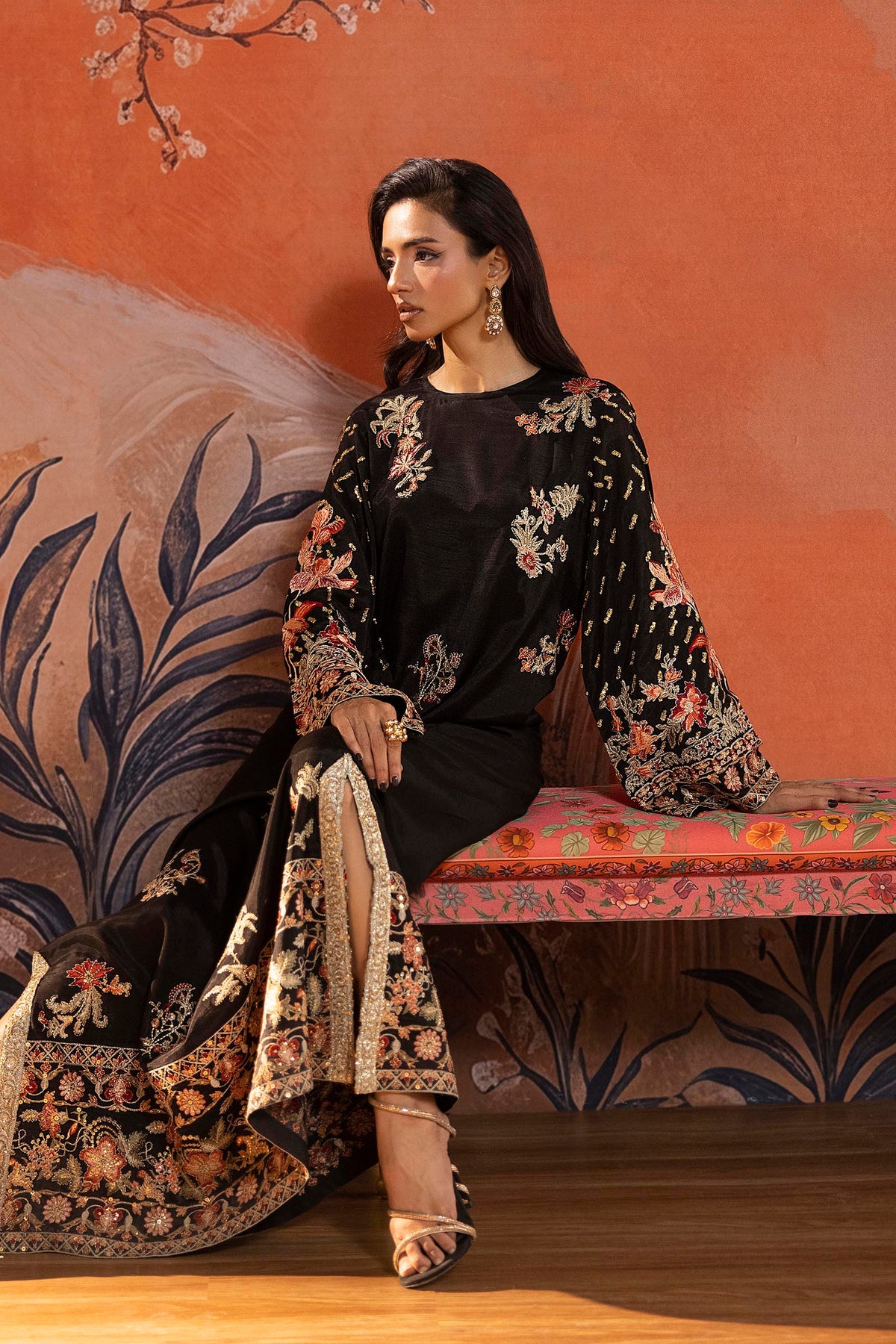 Stitched Embroidered Raw Silk Shirt
