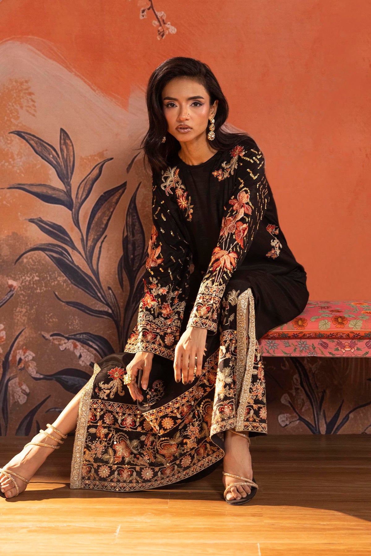 Stitched Embroidered Raw Silk Shirt