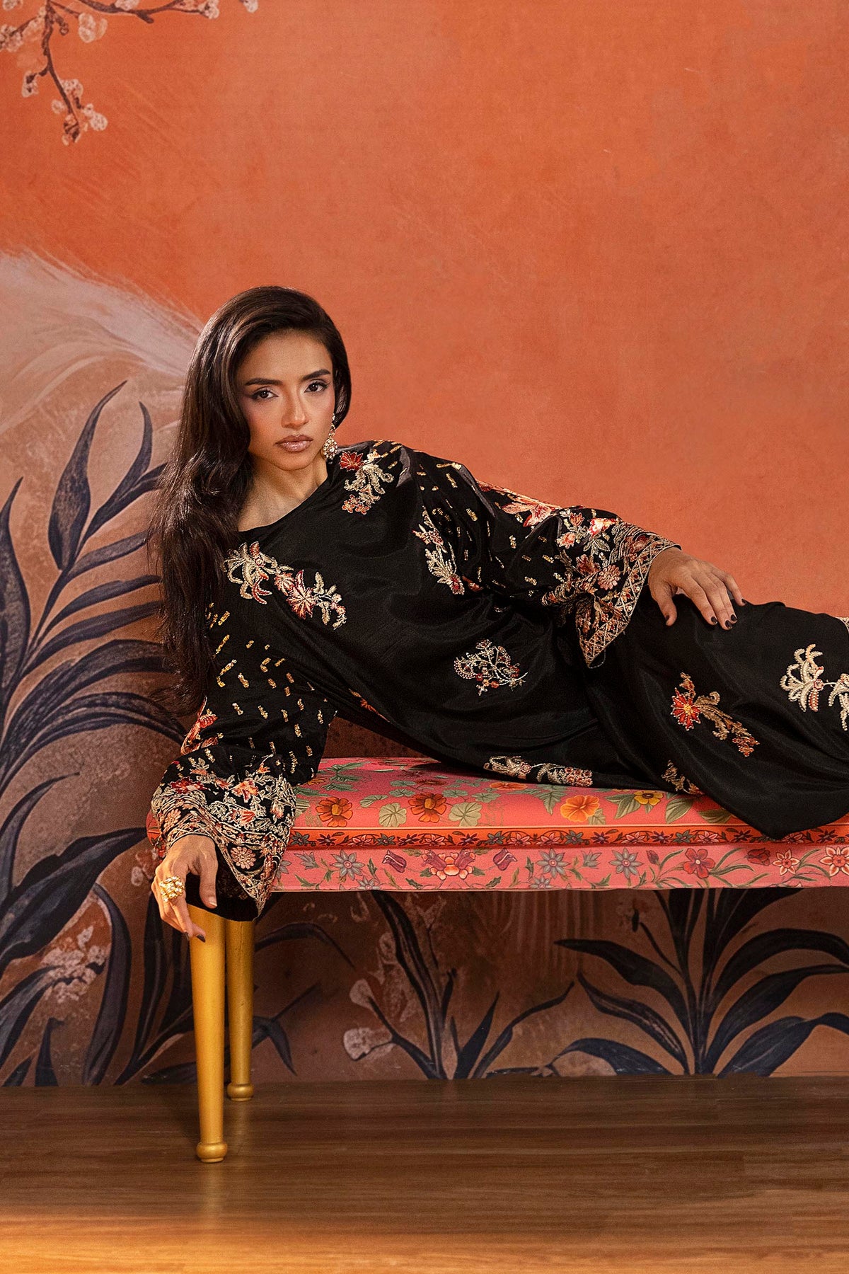 Stitched Embroidered Raw Silk Shirt