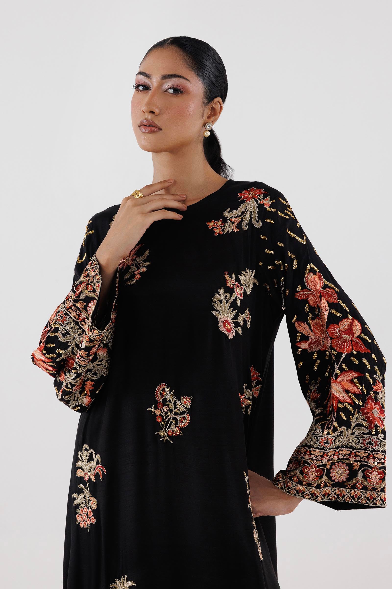 Stitched Embroidered Raw Silk Shirt Secondary image
