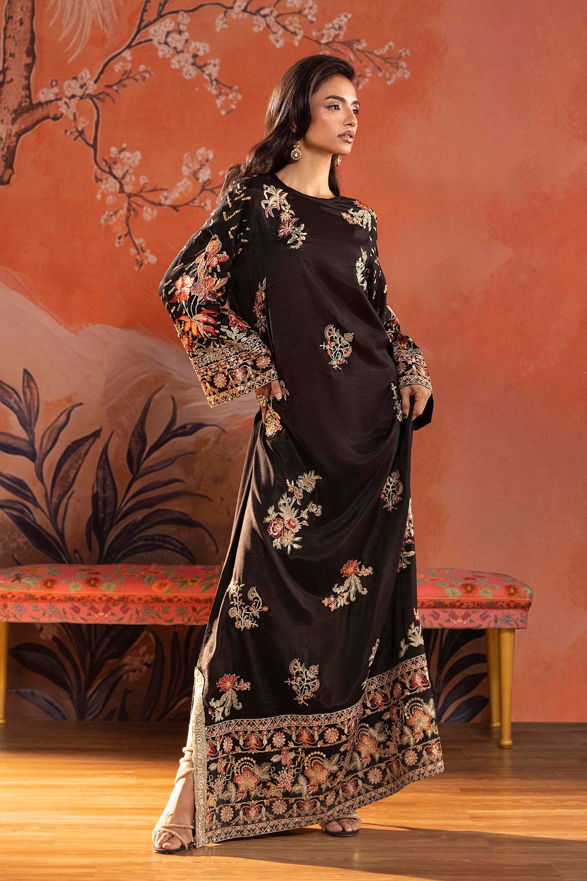 Stitched Embroidered Raw Silk Shirt
