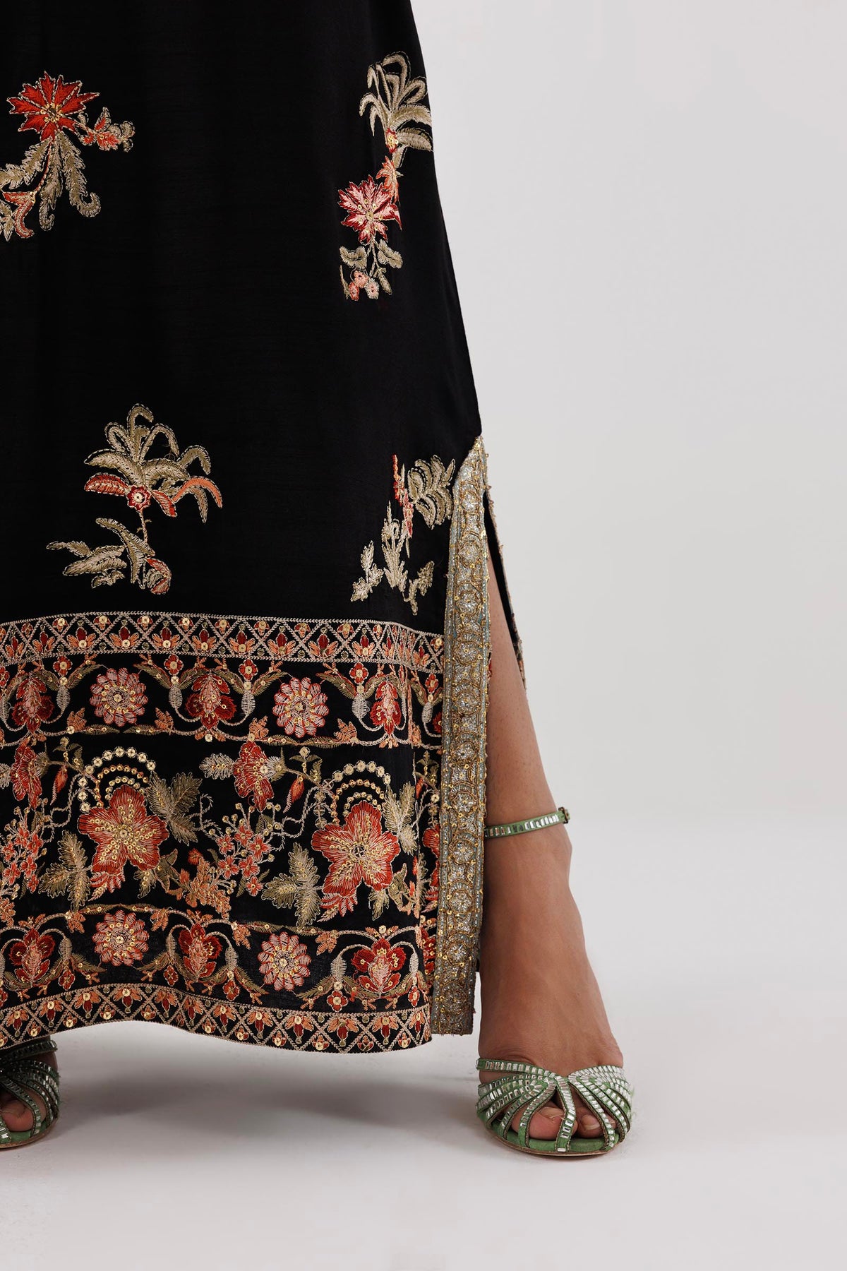 Stitched Embroidered Raw Silk Shirt