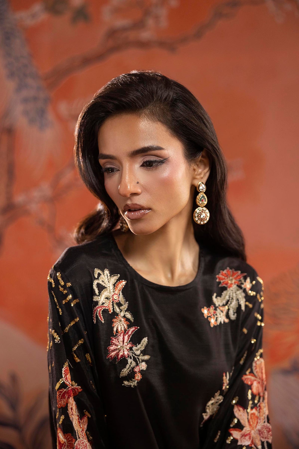Stitched Embroidered Raw Silk Shirt