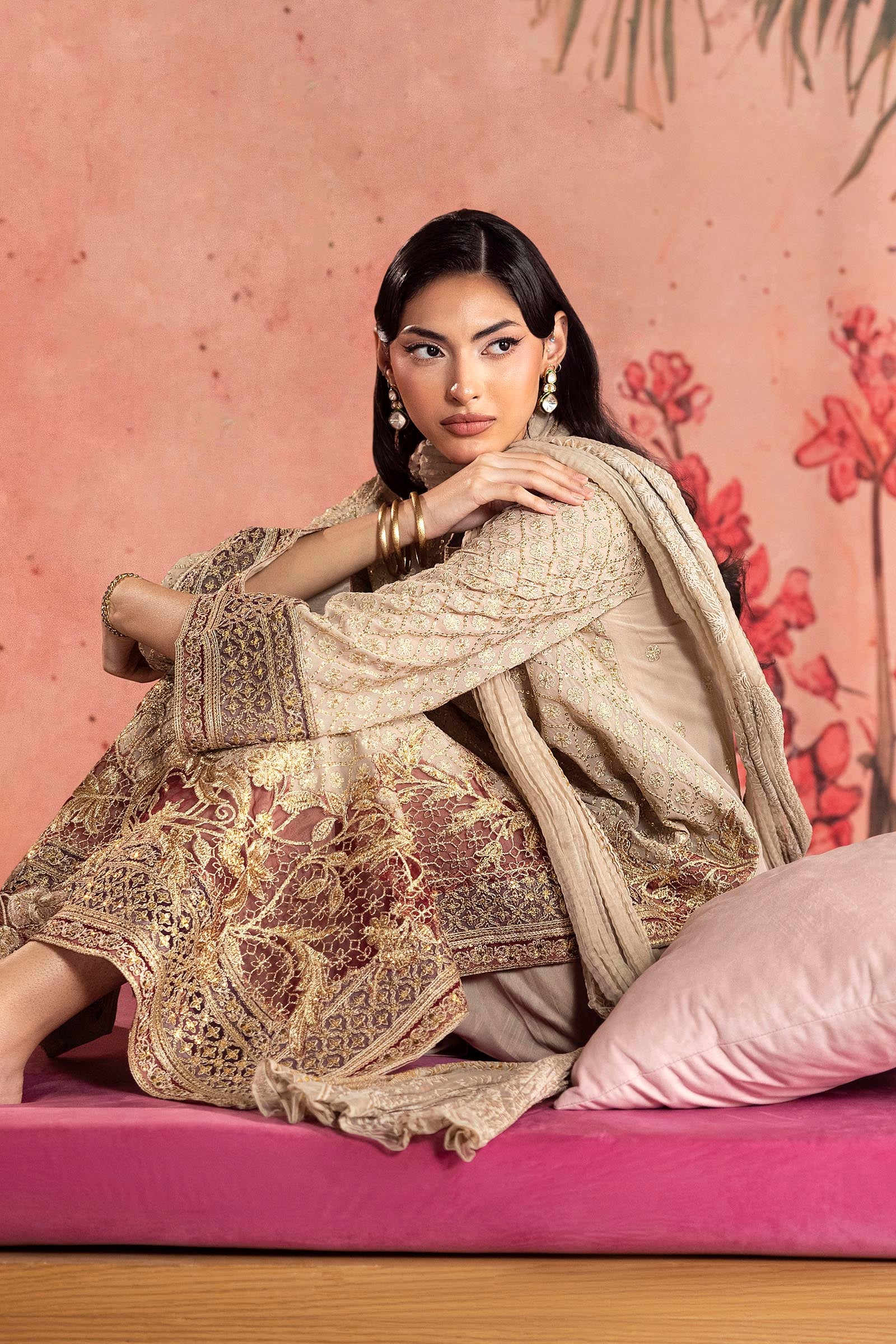 Stitched Embroidered Georgette Suit Secondary image