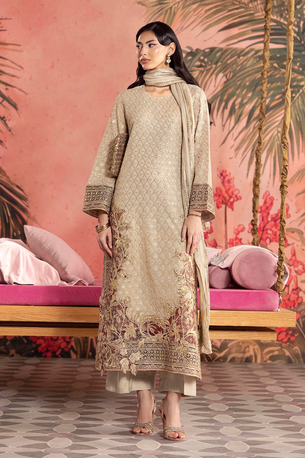 Stitched Embroidered Georgette Suit