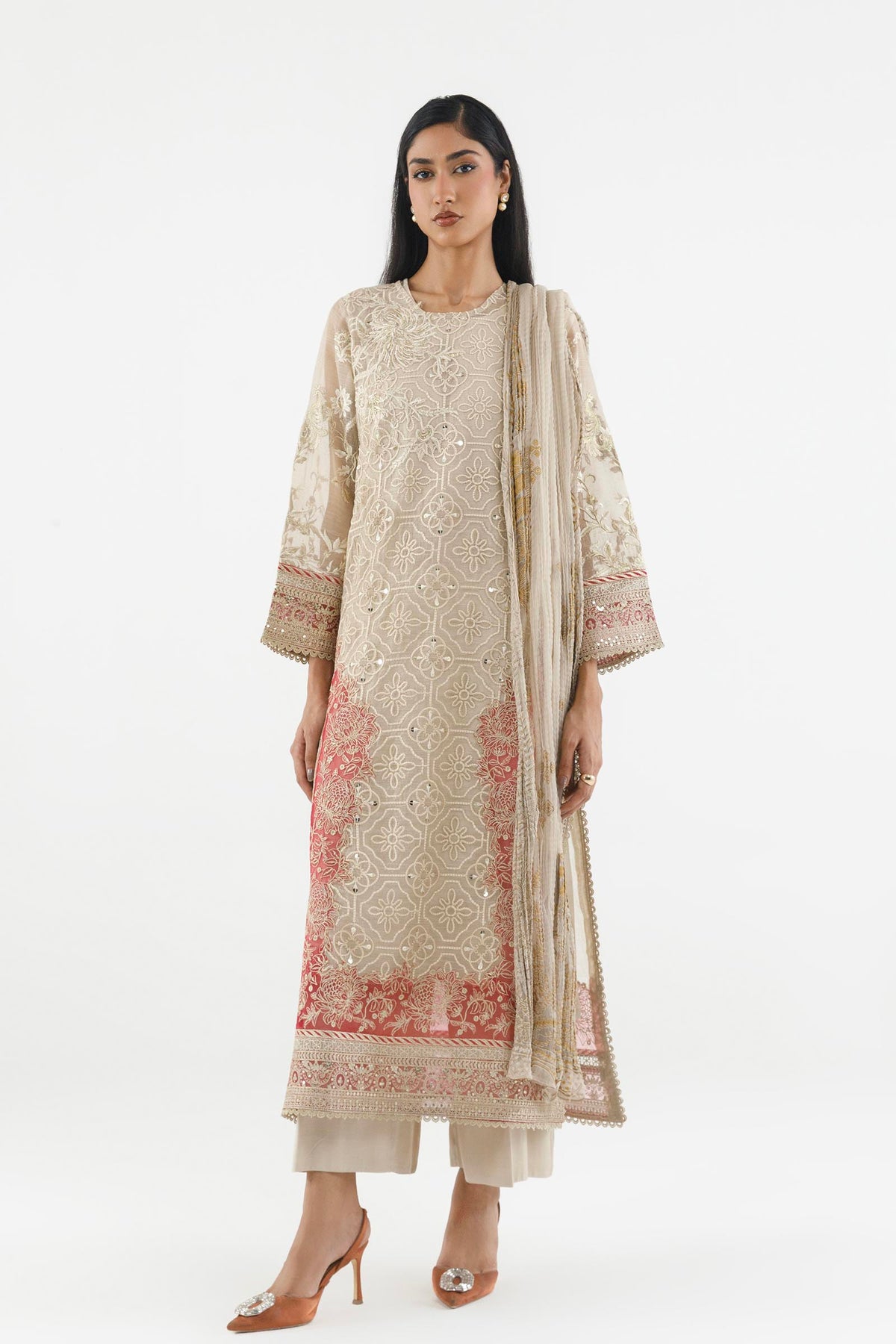 Stitched Embroidered Slub Suit