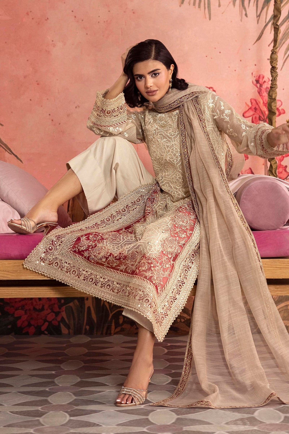 Stitched Embroidered Slub Suit