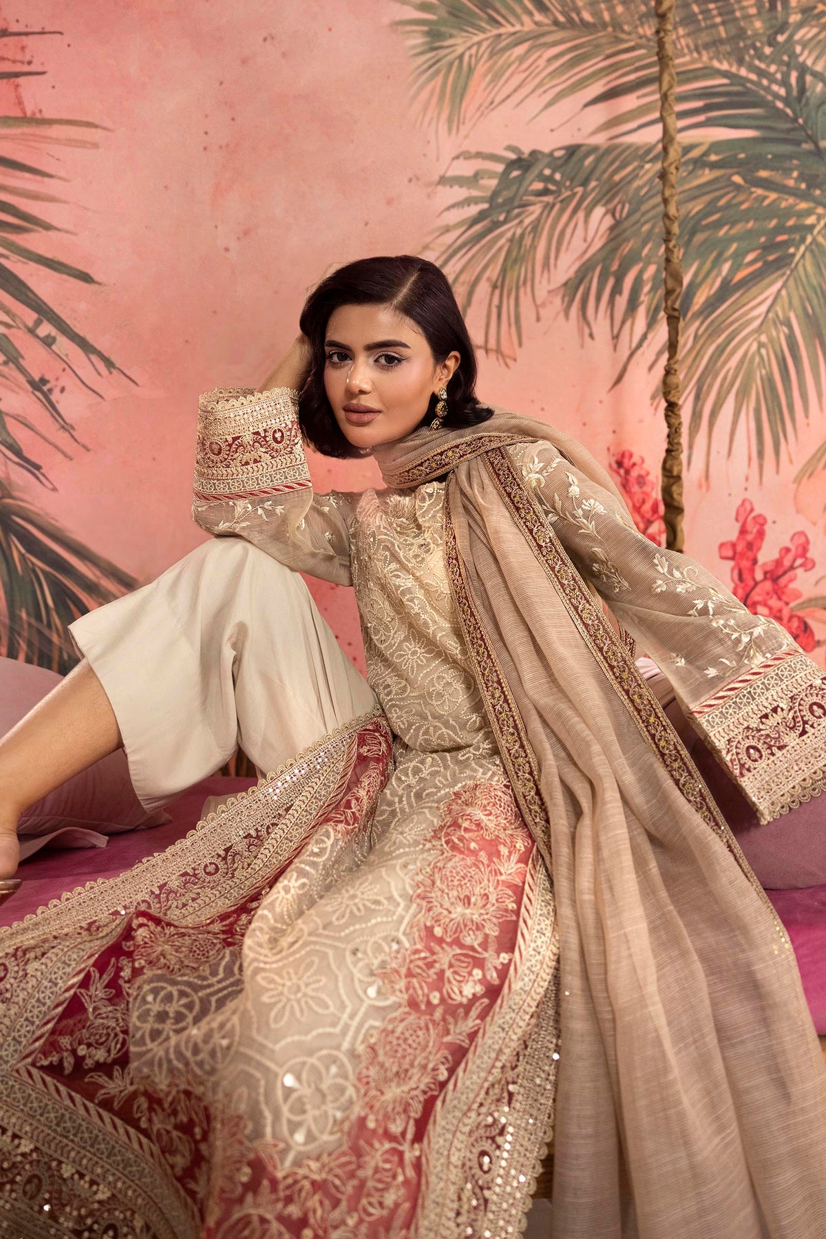 Stitched Embroidered Slub Suit