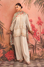 Stitched Embroidered Raw Silk Suit