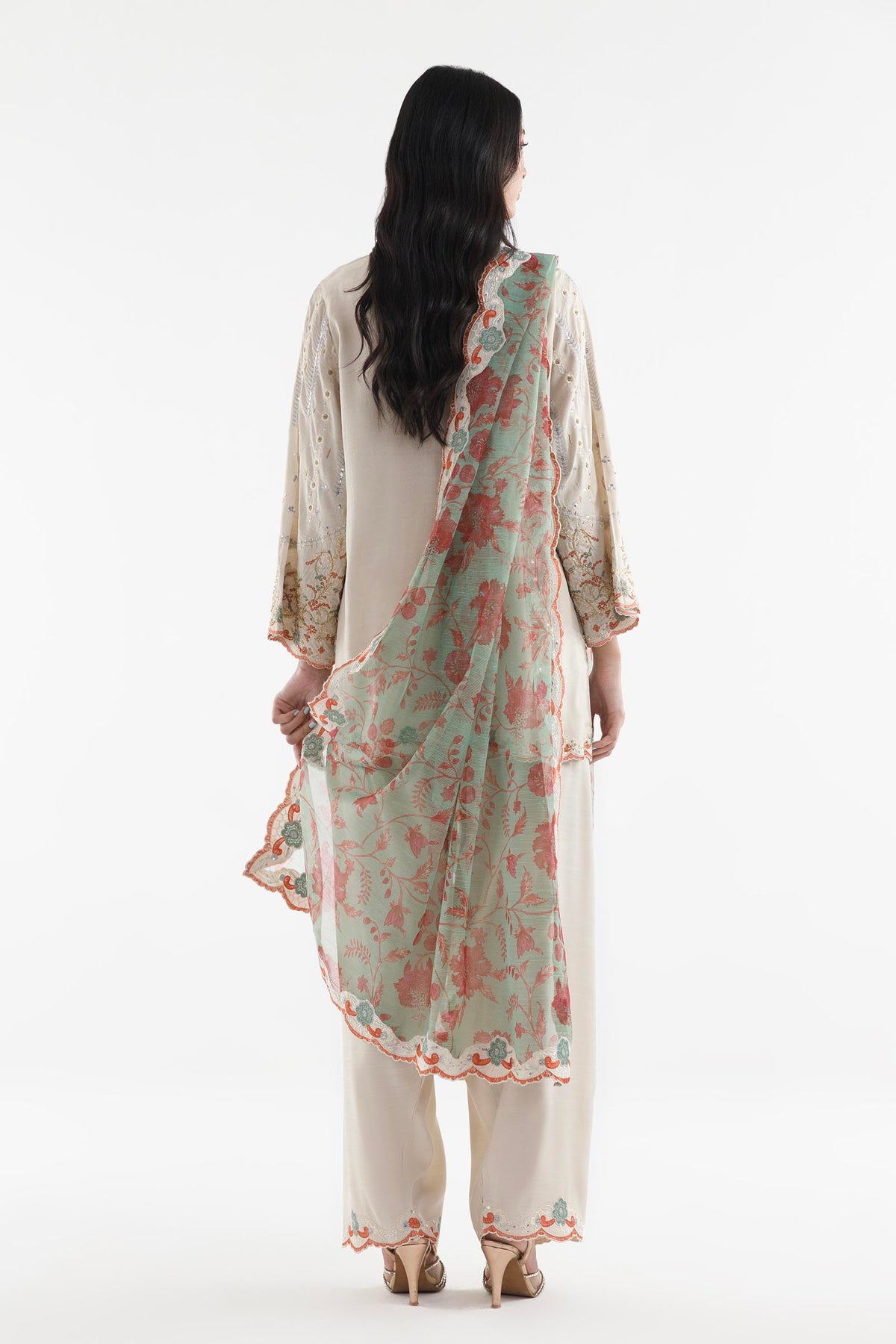 Stitched Embroidered Raw Silk Suit
