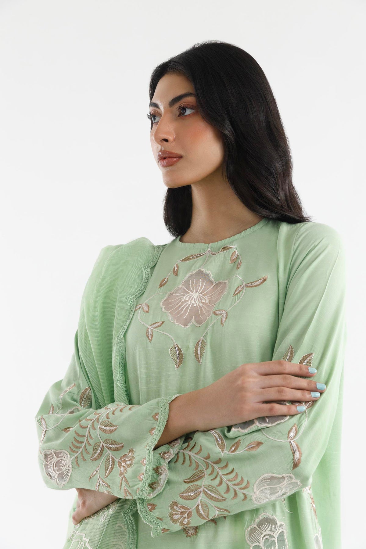 Stitched Embroidered Raw Silk Suit