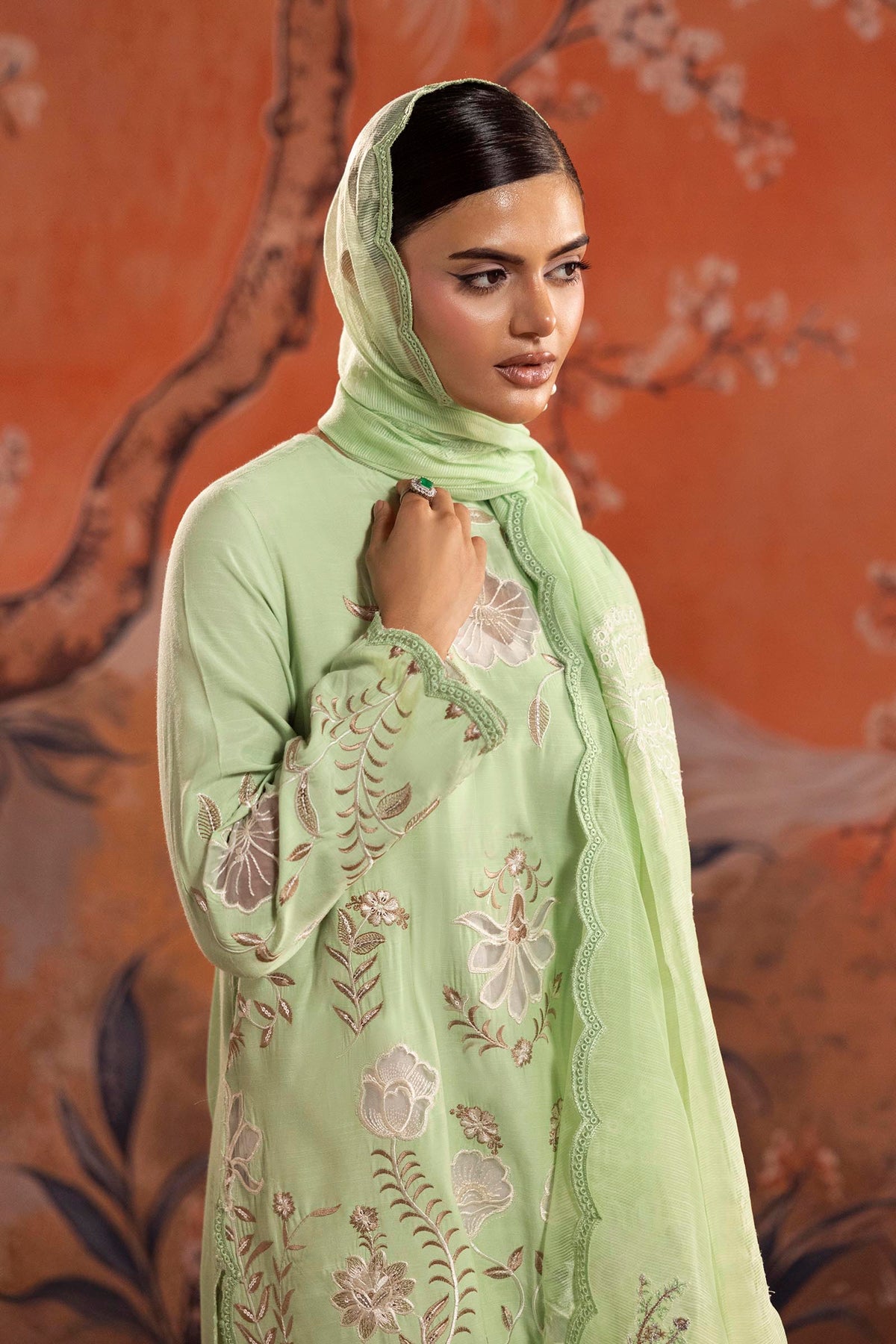 Stitched Embroidered Raw Silk Suit