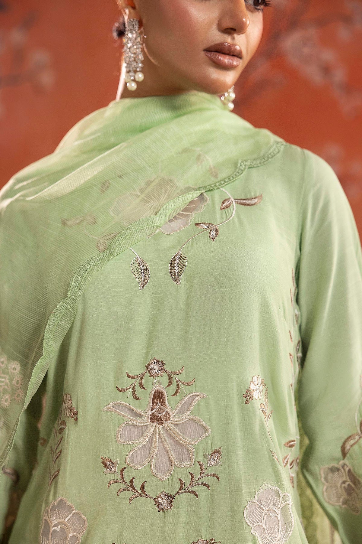 Stitched Embroidered Raw Silk Suit