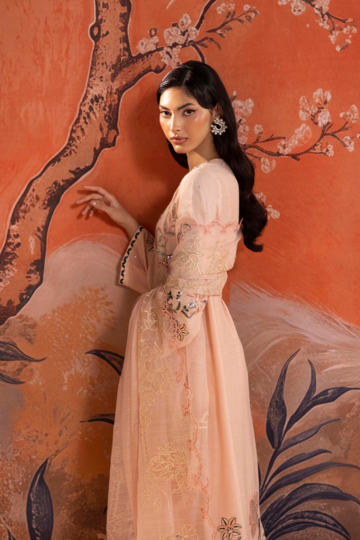 Stitched Embroidered Raw Silk Suit